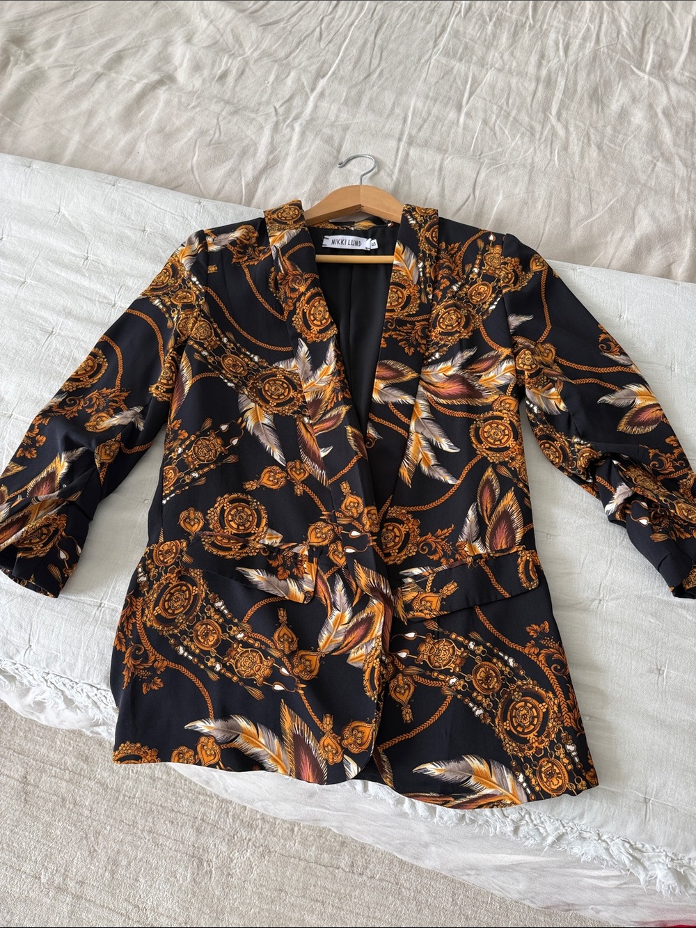 ASOS Black Blazer with Gold Baroque Print